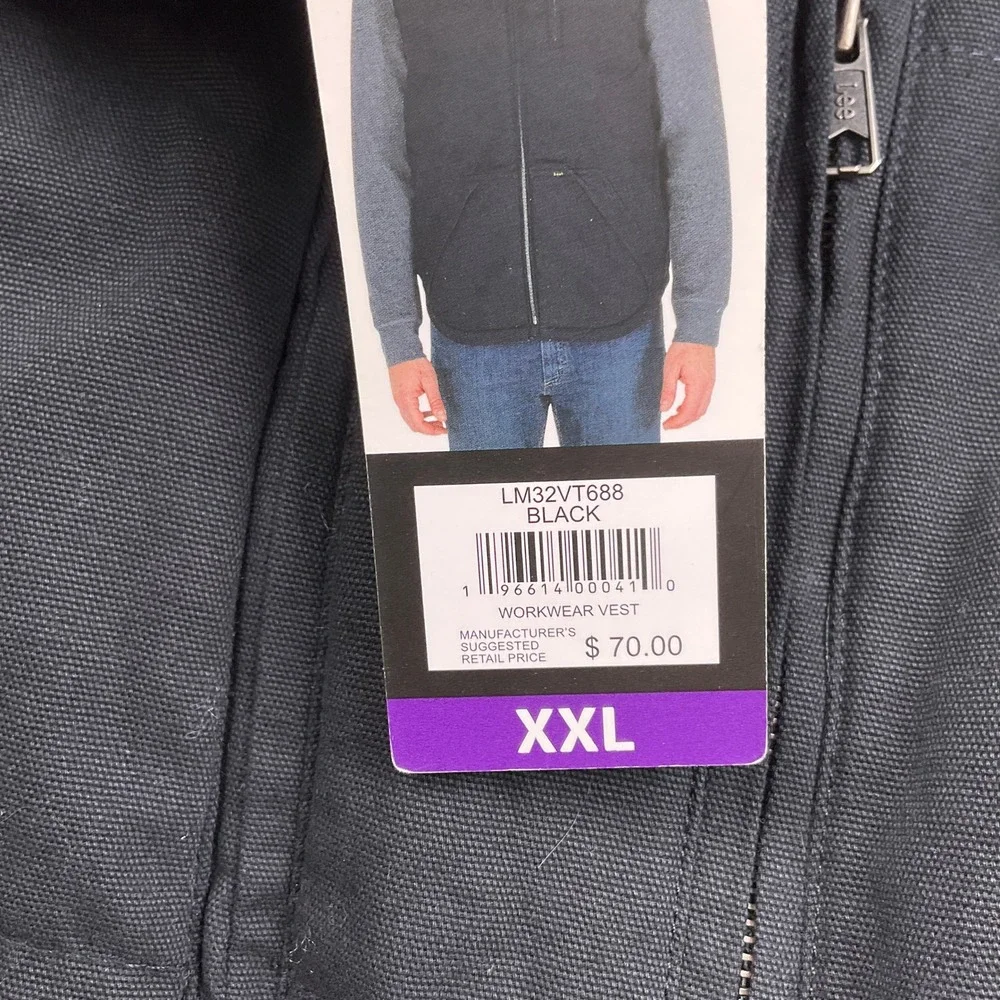 Lee‎ Premium Select Vest Mens 2XL Gray Sherpa Lined Workwear Winter Chore Canvas